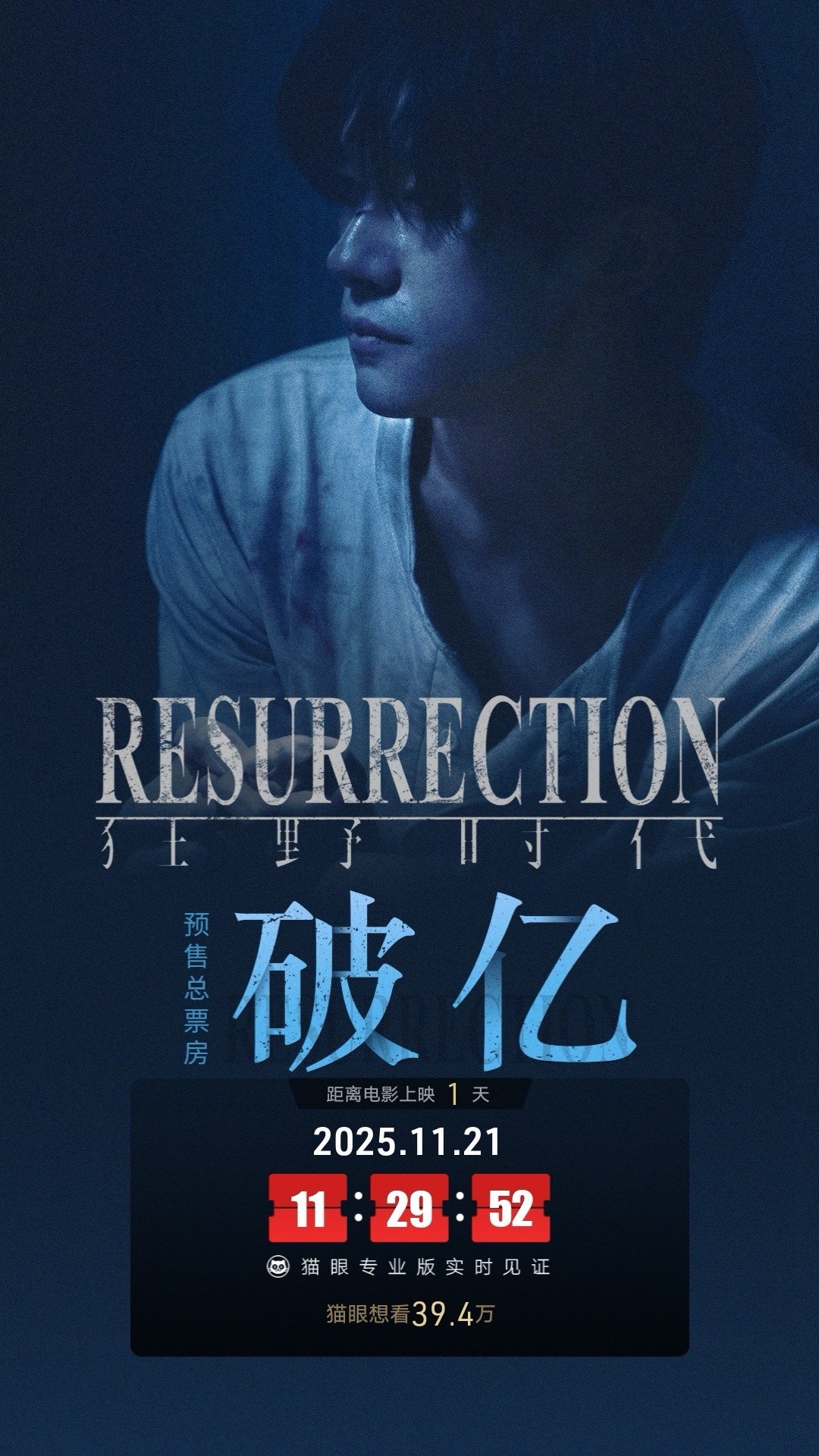 据猫眼专业版数据，电影《狂野时代》映前1天， 点映及预售总票房破1亿 