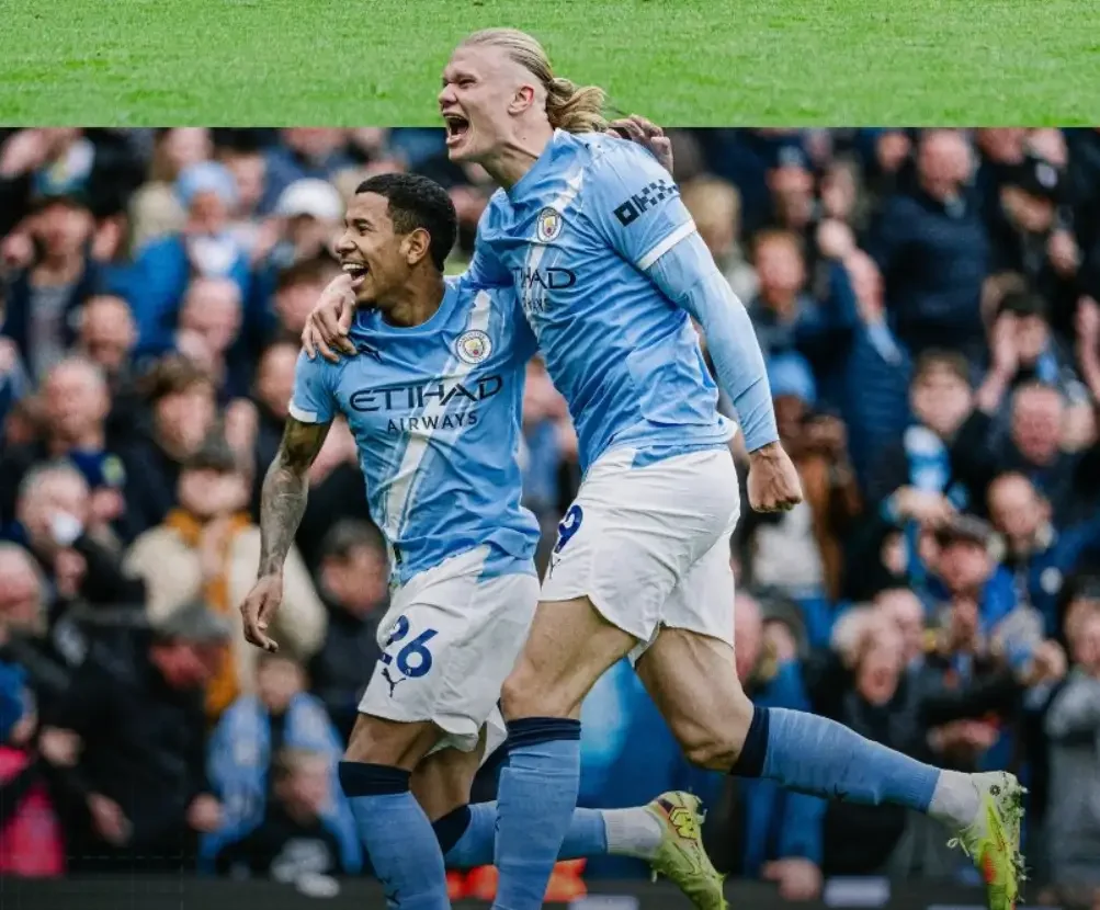 曼城2-0胜埃弗顿，哈兰德5分钟双响助队登顶