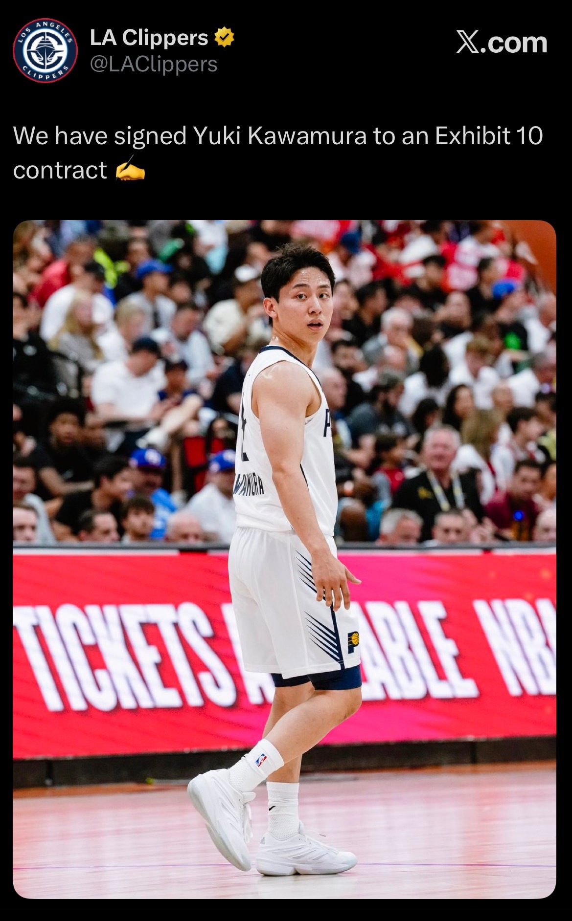 快船队和河村永辉签下一份训练营合同！✍️ 