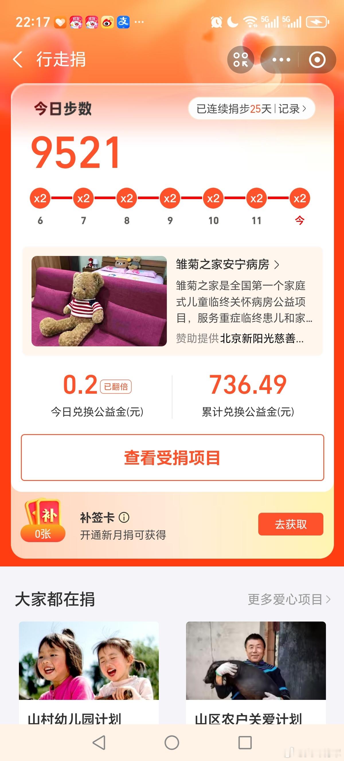 大耳将军单车行[超话] 坚持走路做公益，今天走路9千多步。捐出公益金4毛8，每一