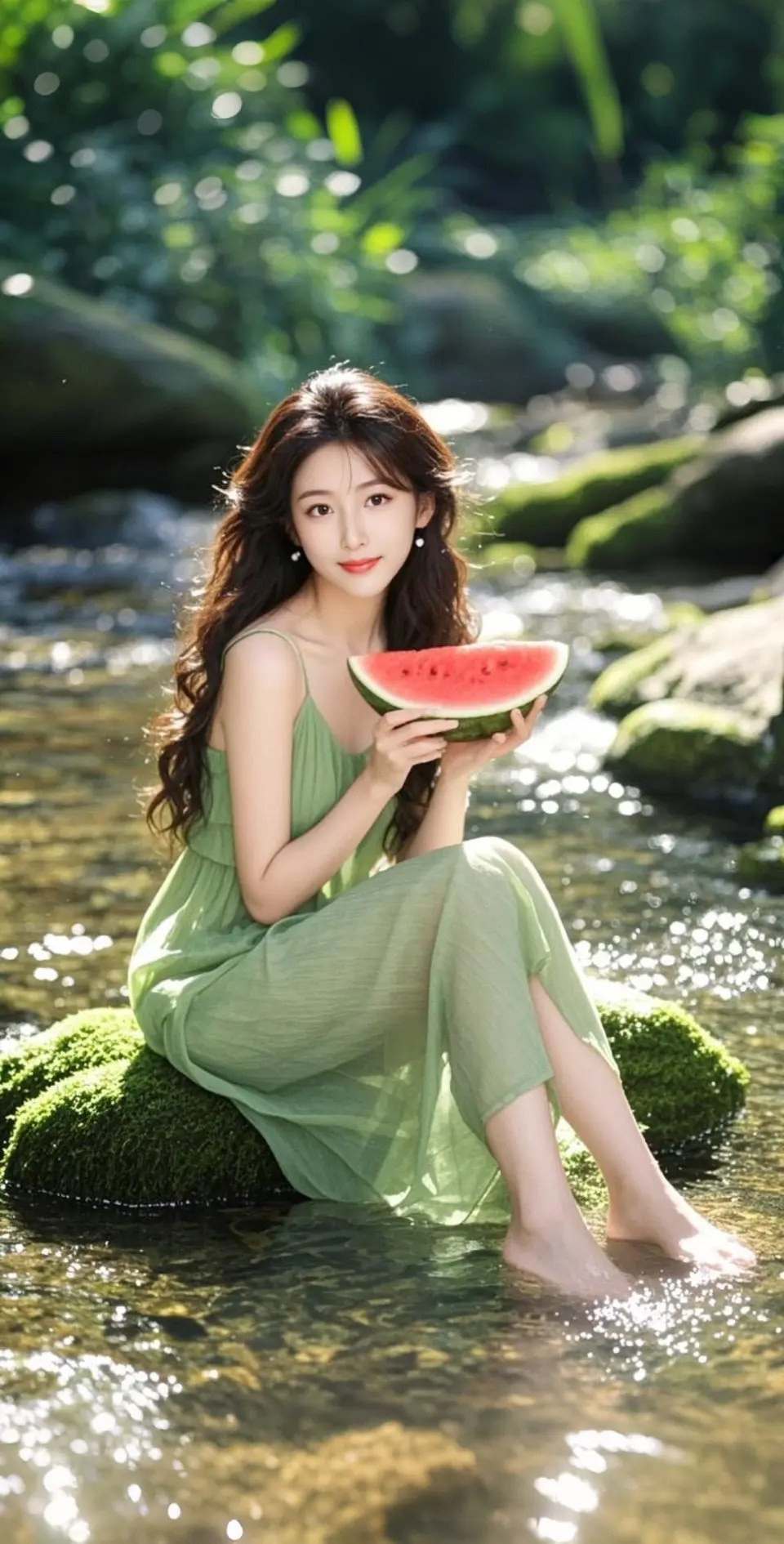 AI扩图 AI水畔夏情