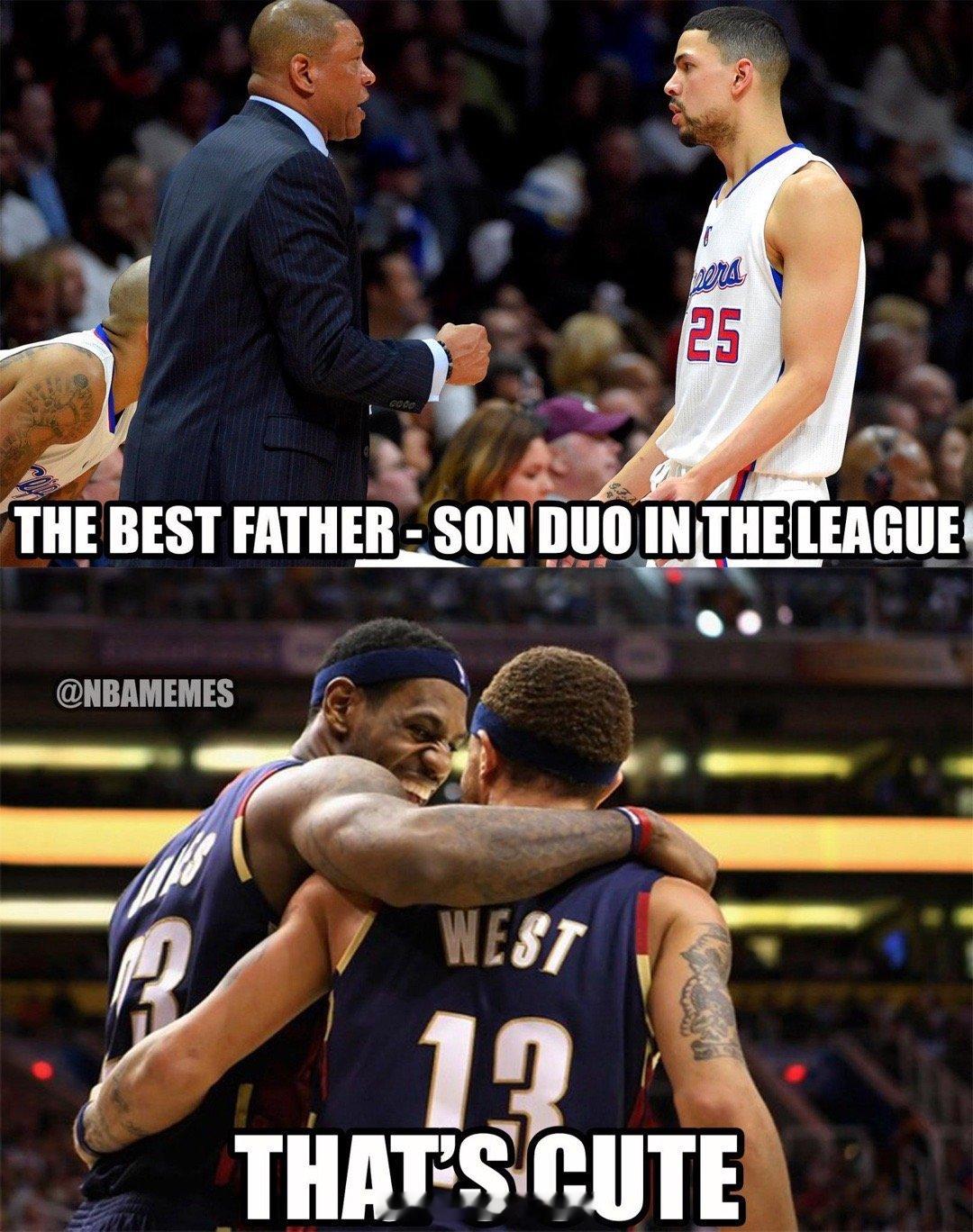 美媒NBA Memes用詹姆斯和韦斯特嘲笑里弗斯父子“LeBron + Delo