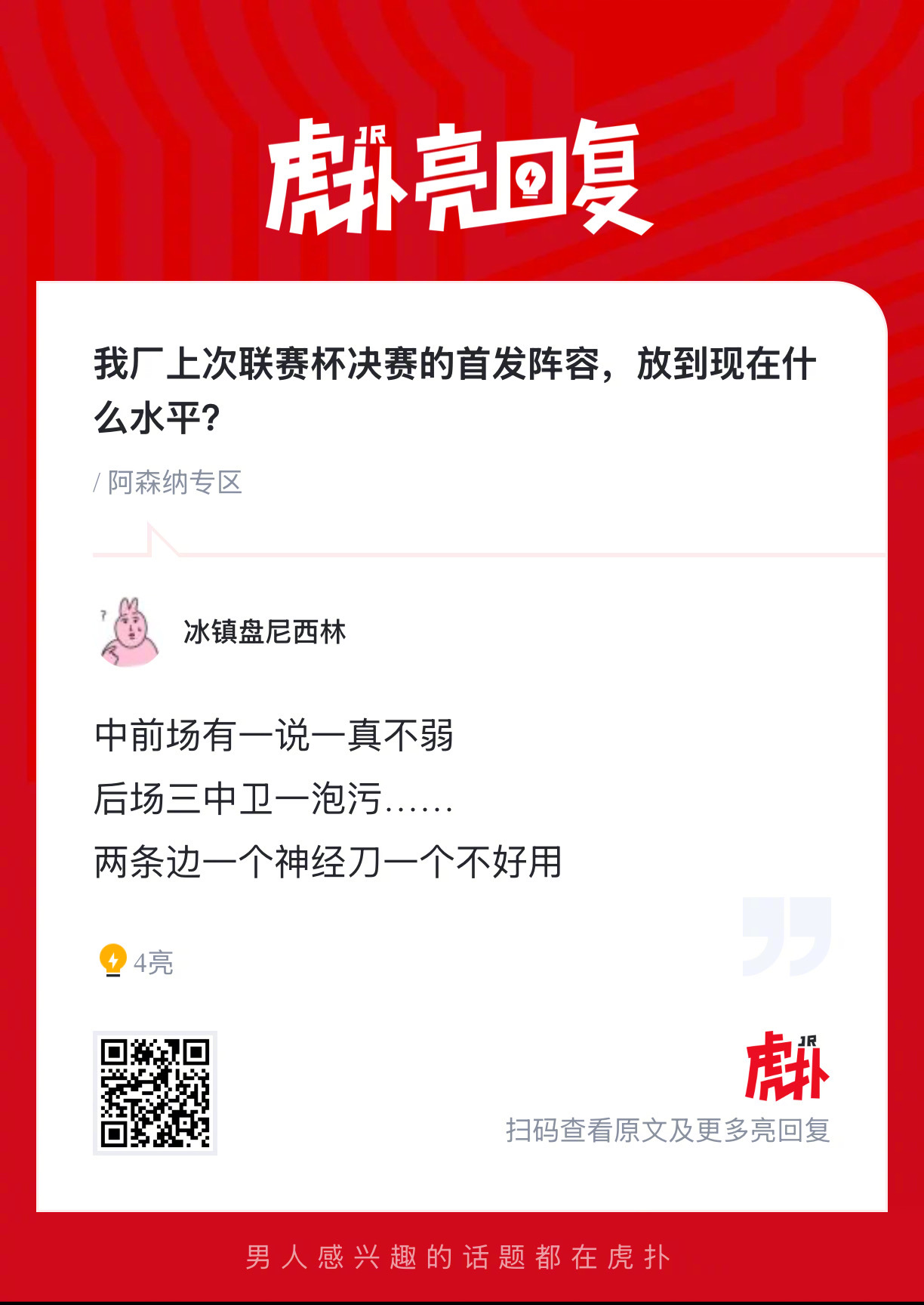 阿森纳上次联赛杯决赛的首发阵容，放到现在什么水平？ 