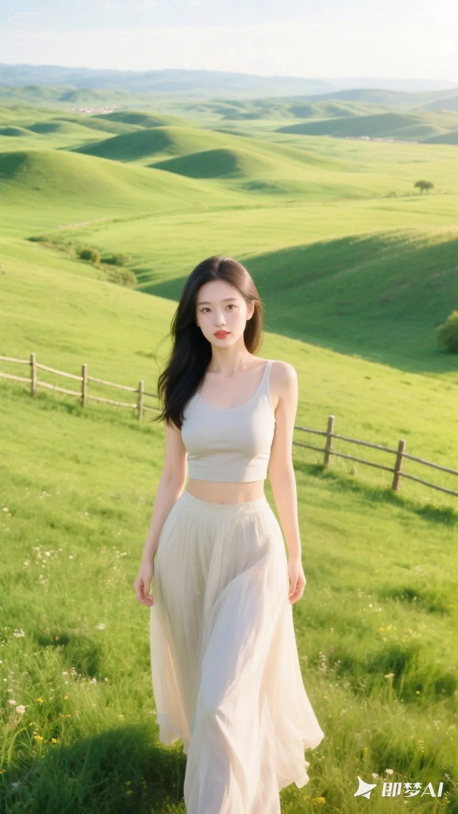 即梦AI 夏日穿搭 唯美 夏季 草原味道