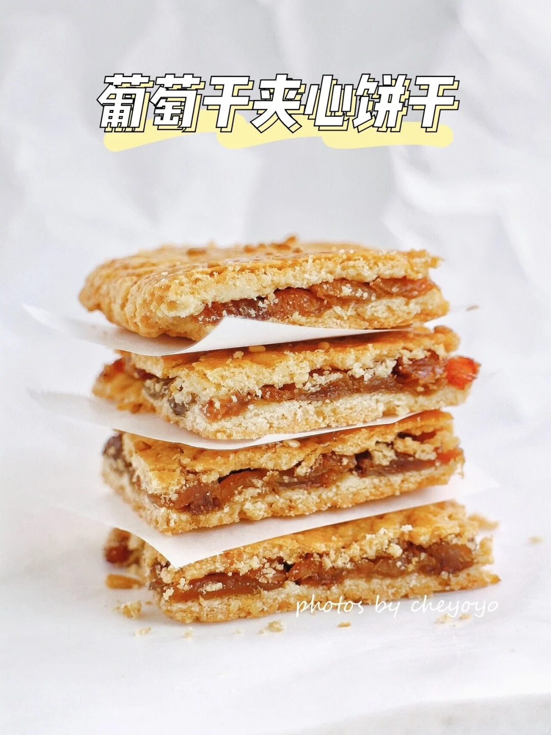 无黄油！一口一个停不下🔥葡萄干夹心饼干