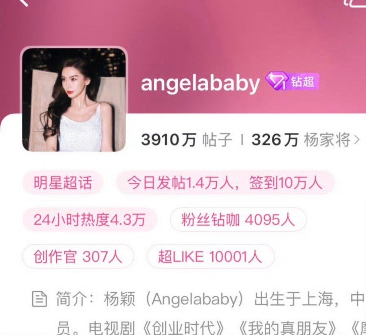 Angelababy超like破万，85🌸第二位！鼻粉太长情了，好能打！🐮 