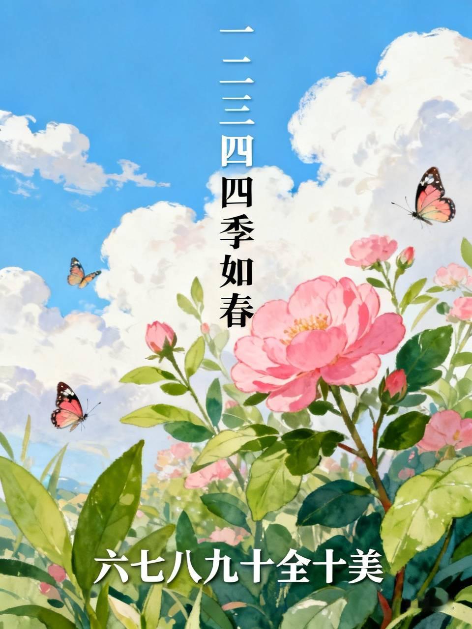 看到“一二三四四季如春”这个上联，真的觉得很妙！数字“四”和“四季”的顶针复沓，