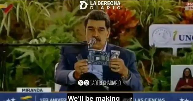 “噗”的一声。就这一声，把天大的牛皮给戳破了。委内瑞拉总统，马杜罗，在台上慷慨激