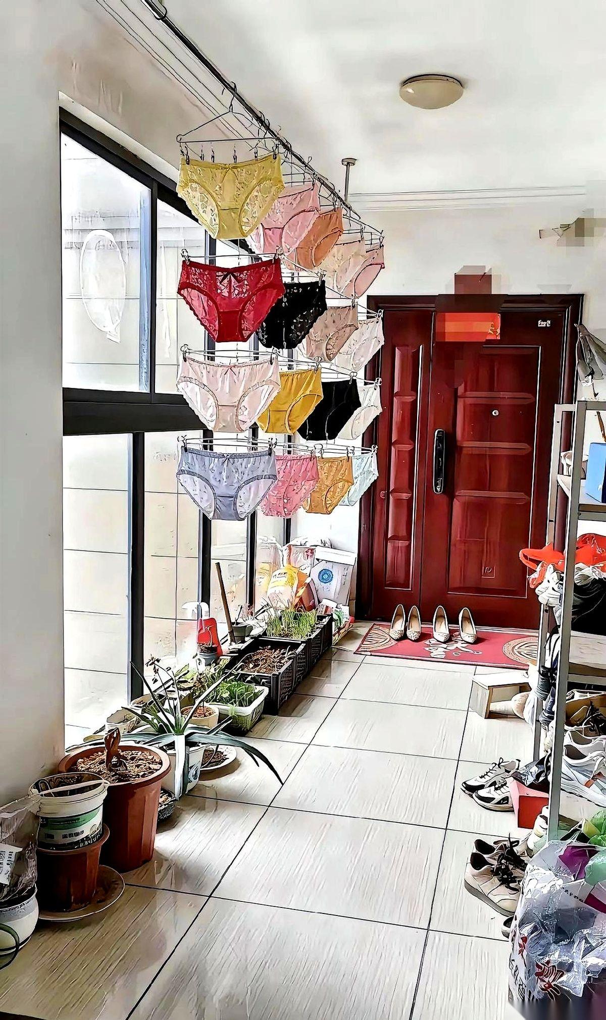 物业又来敲门的时候，我真想直接装死。
一开门，我婆婆那几条颜色鲜艳的内裤，就跟获