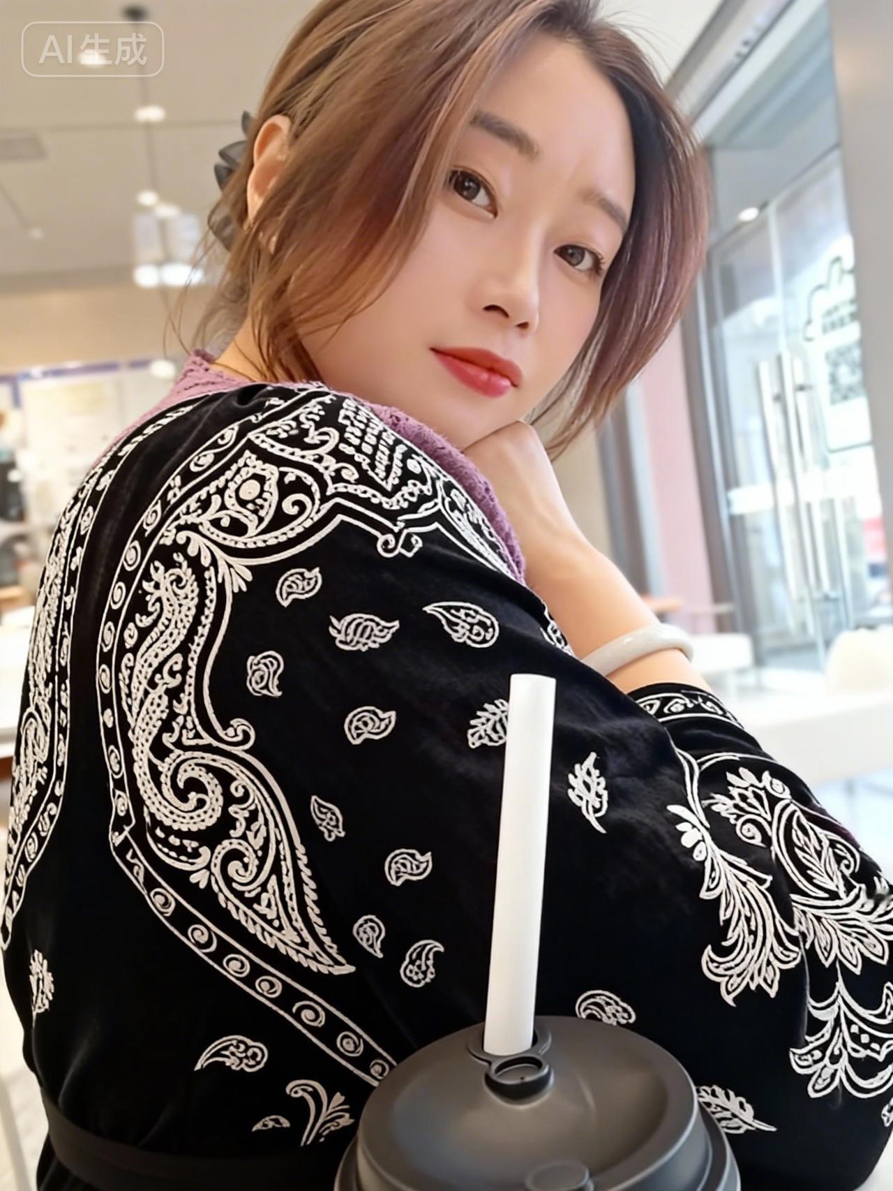 复古风穿搭，黑白印花外套，咖啡时光