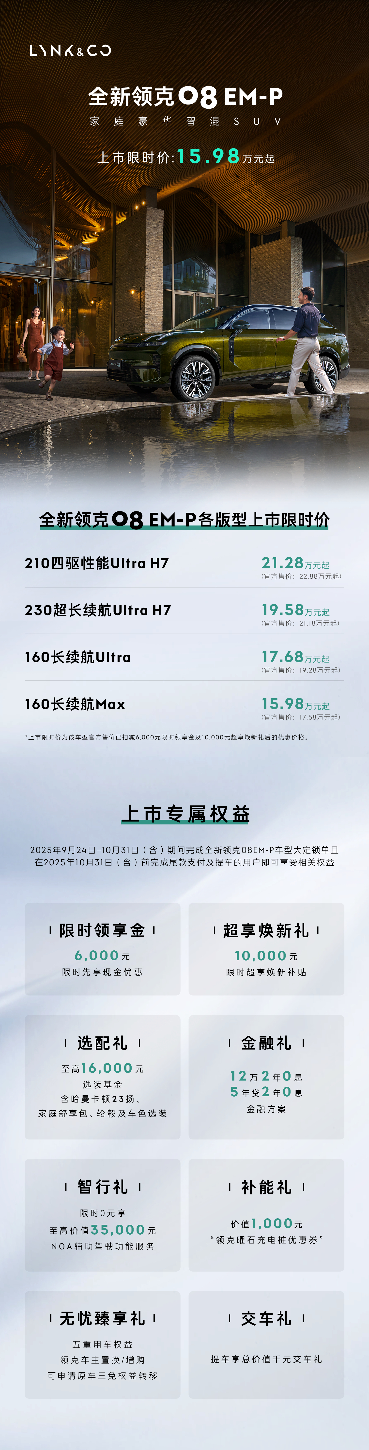 全新领克08 EM-P正式上市，限时价15.98万元起。这个价格香不香？[坏笑]