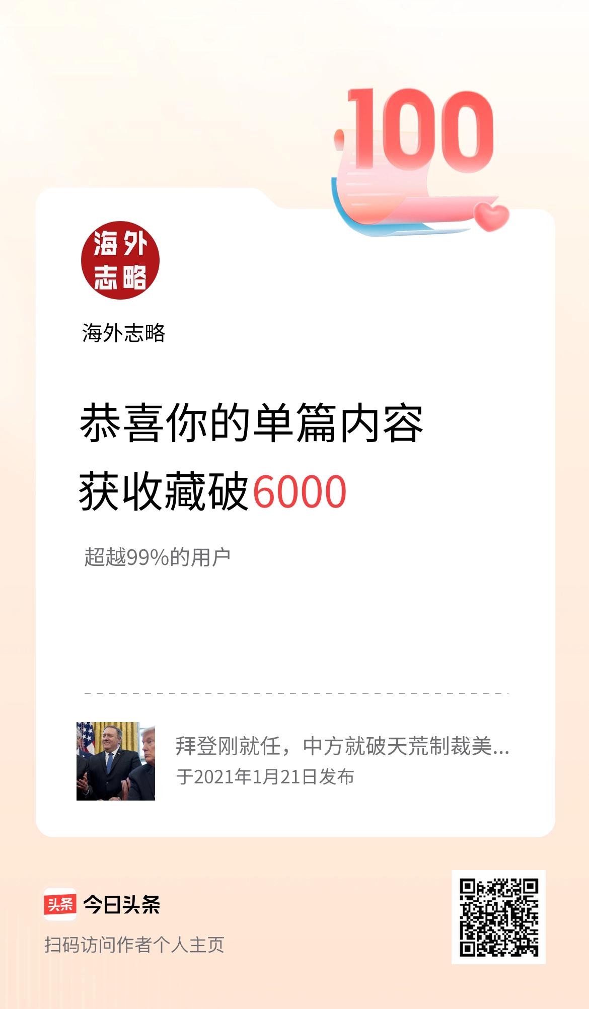 单篇内容获收藏量破6000啦！