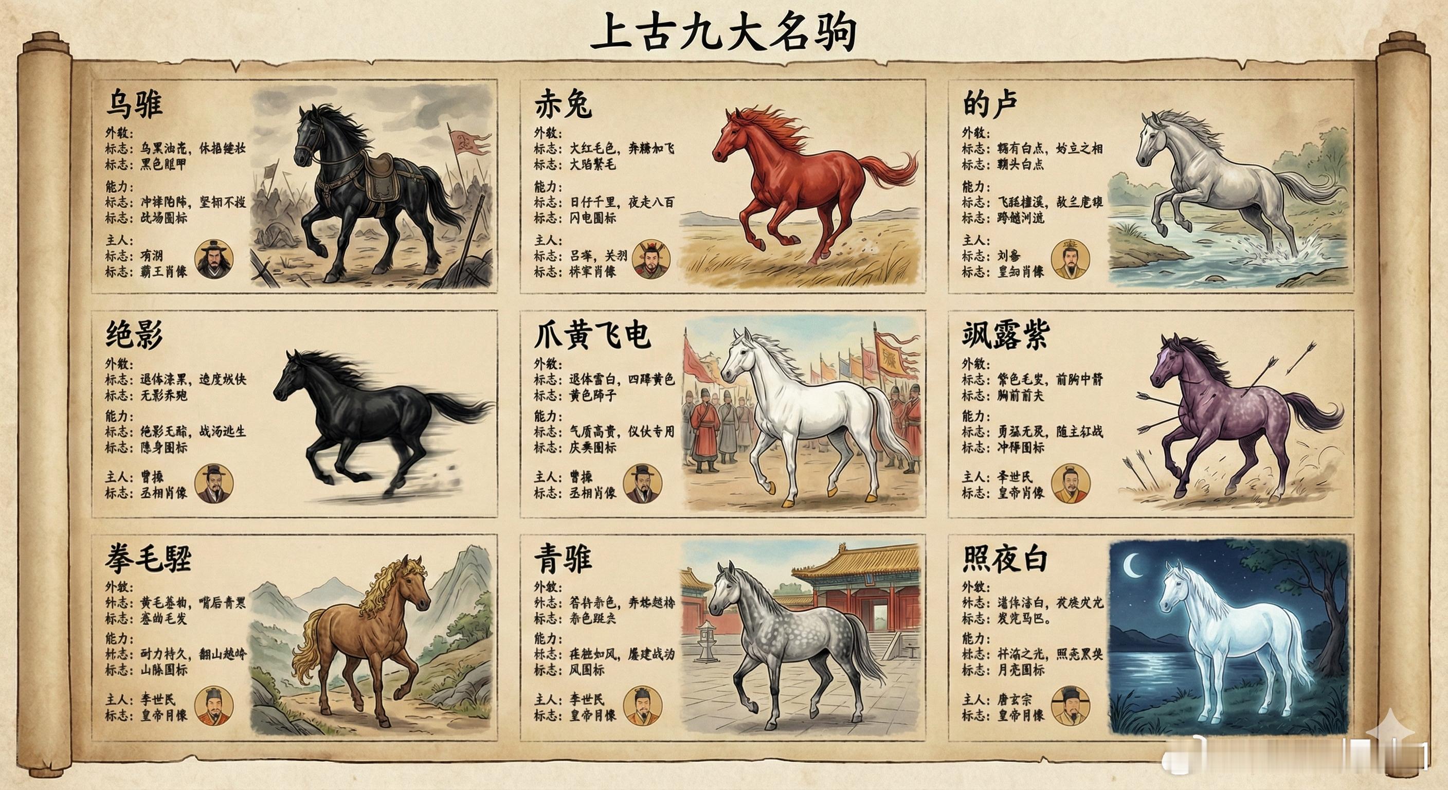 马年行大运！一口气看完中国历史上九大神驹。1. 乌骓【所属主人】：西楚霸王 项羽