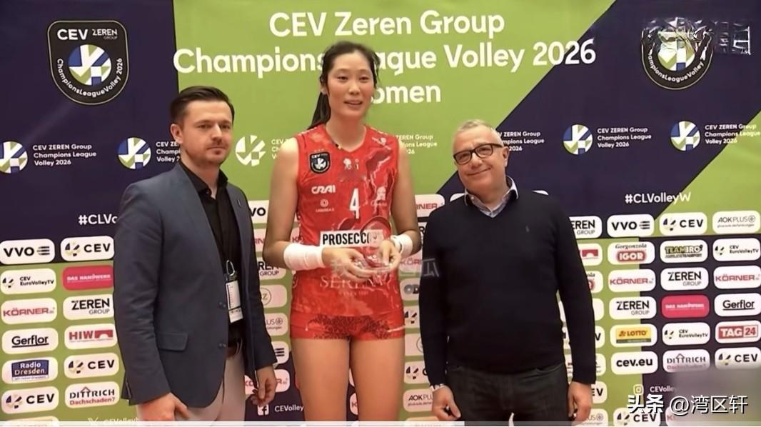 2025/26女排欧冠小组赛第二轮，科內利亚诺客场3:0轻取德累斯顿，朱婷荻得单