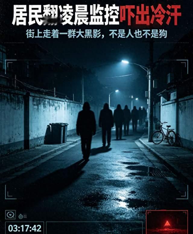 居民翻凌晨监控吓出冷汗：街上走着一群大黑影，不是人也不是狗