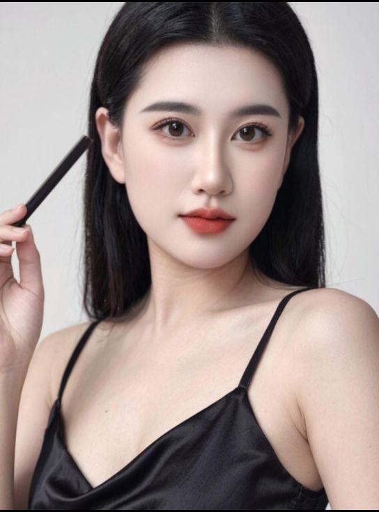 AI性感风情写真 优雅黑吊带 气质妆容造型