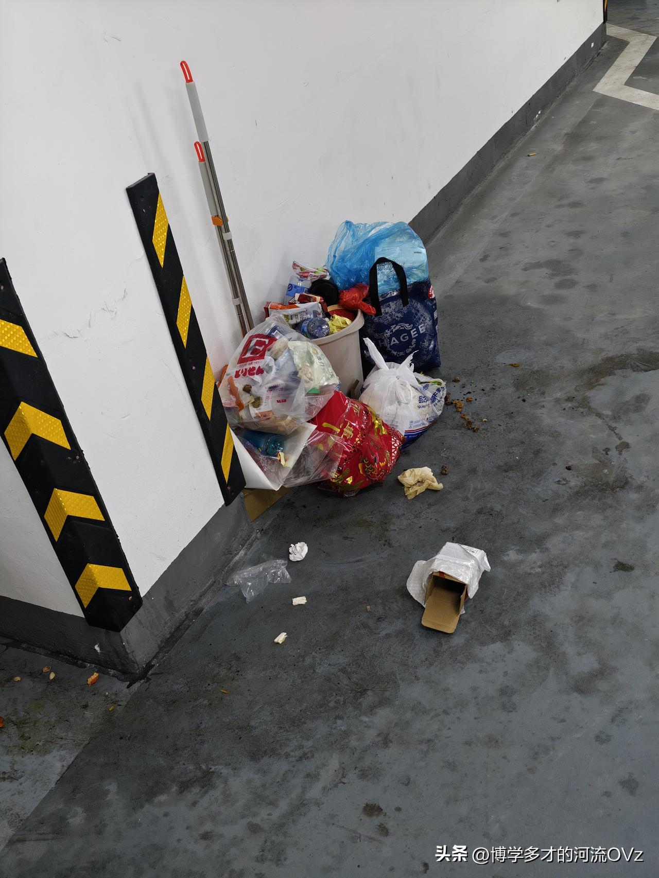今天是金碧物业走后的第120天，大明物业的第28天。

把生活垃圾堆在地下车库里