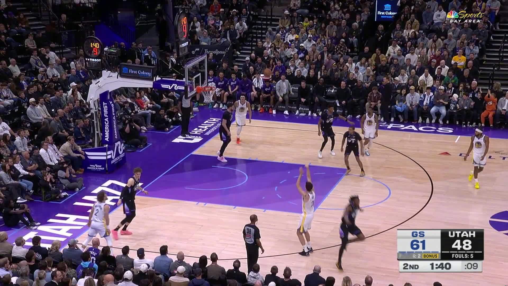 波齐姆斯基助攻，波斯特三分入账！！勇士vs爵士