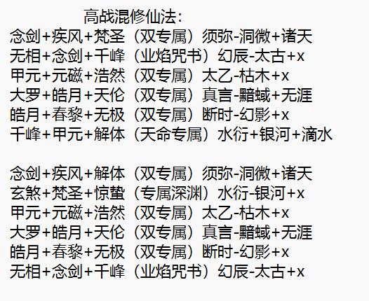 目前凡修主流仙法