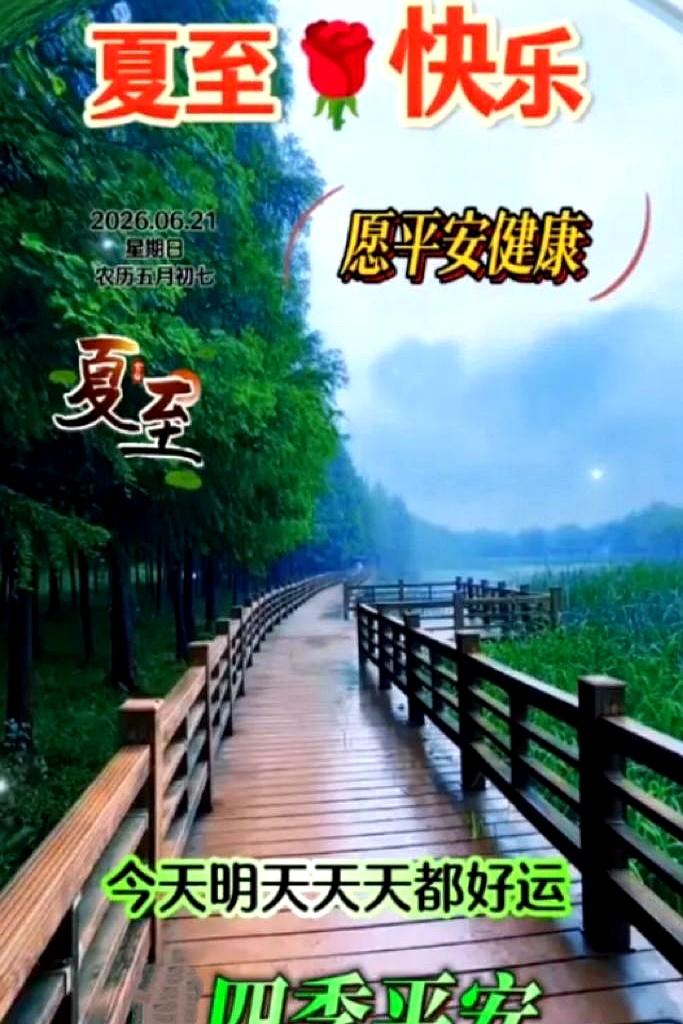 当日头被拉得最长时，风里混着荷香，蝉一开嗓，才惊觉夏至到了。
屏幕上满是“夏安”