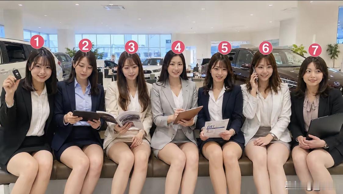 七位美女汽车销售员，你能看出哪位是销冠吗？