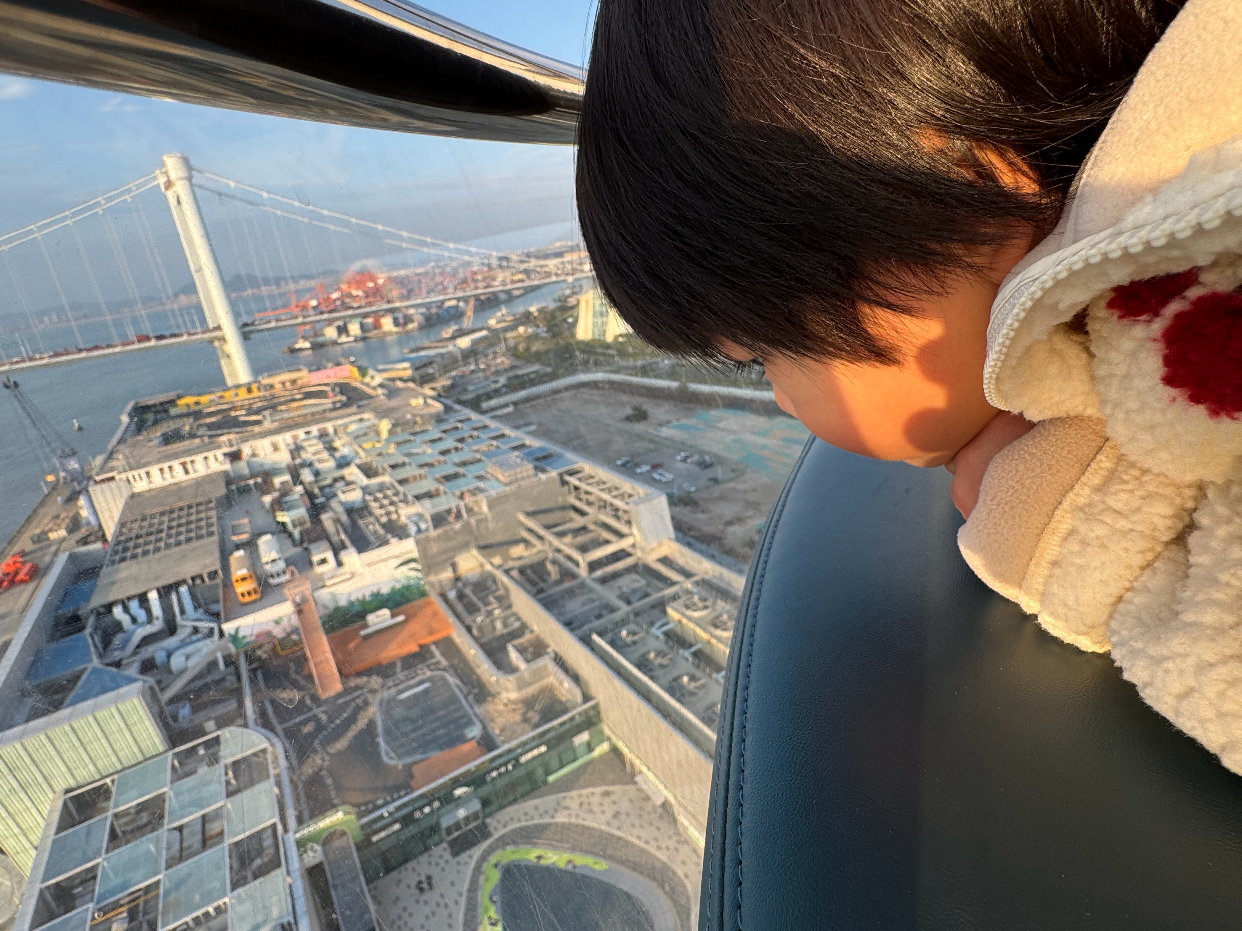 旅蛙带孩子坐摩天轮去了刚才发来摄影作品一组在微博过寒假