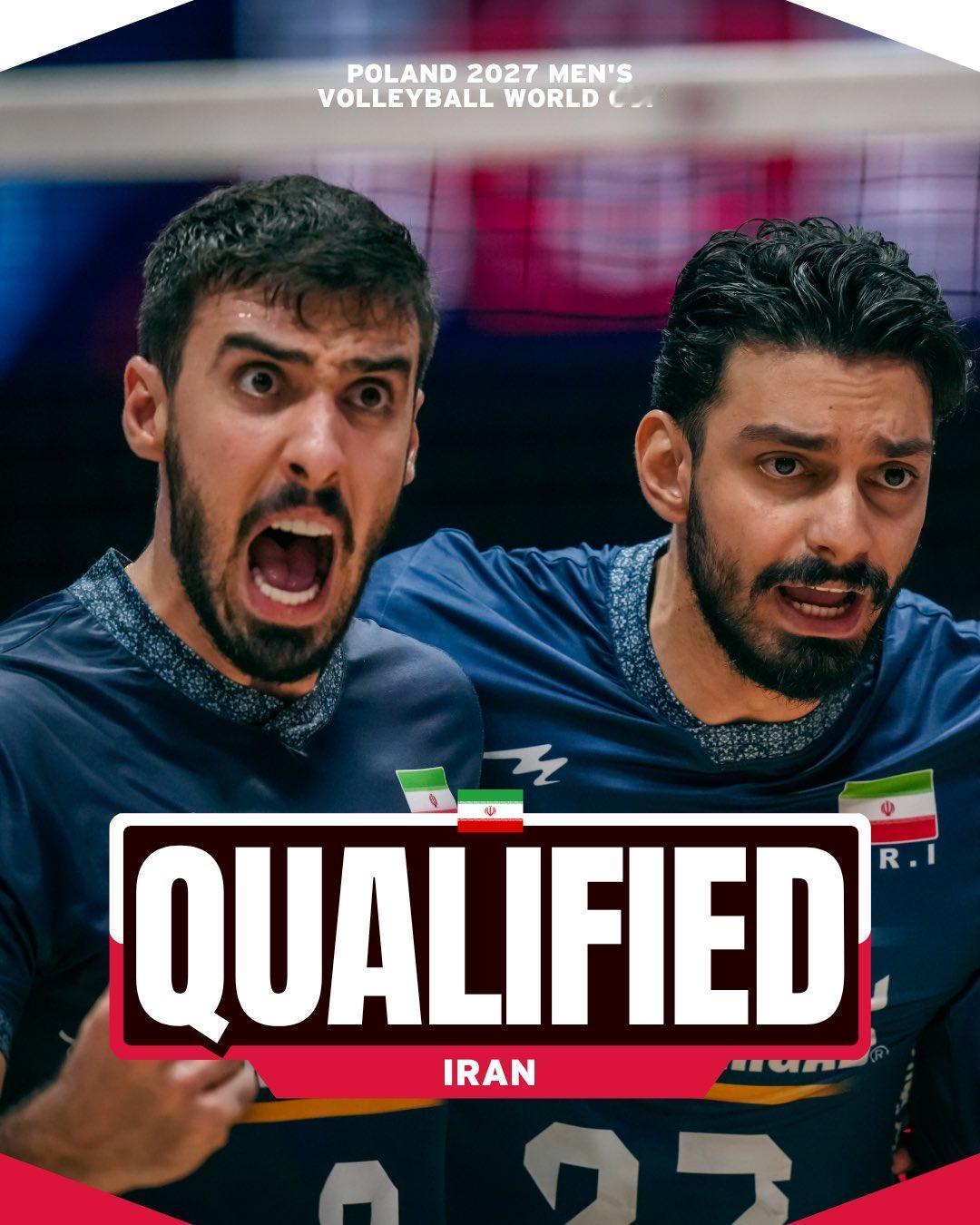🇮🇷 伊朗男排锁定2027男排世界杯门票！🎟️🌎
伊朗队正式拿到2027
