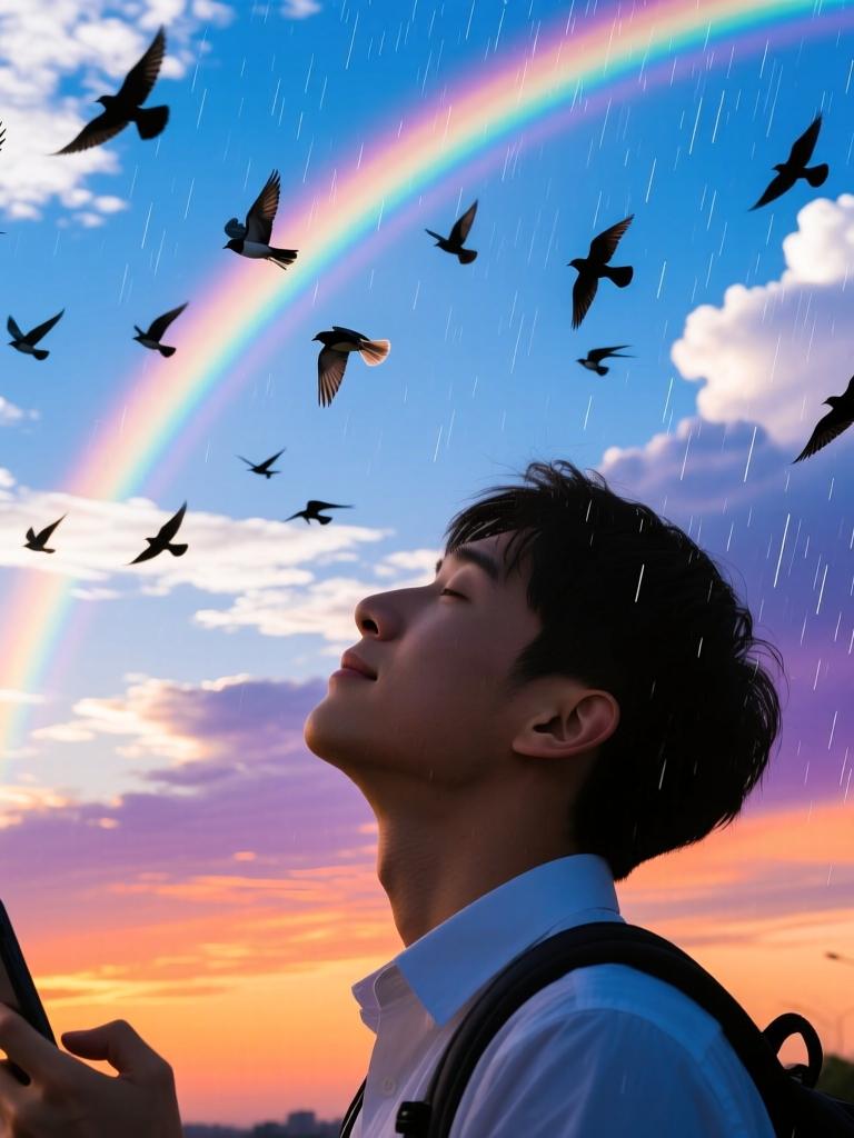 清晨是清新的蓝白交响，像给新一天打了个精神剂；
黄昏是绚烂的橘紫渐变，仿佛天空自