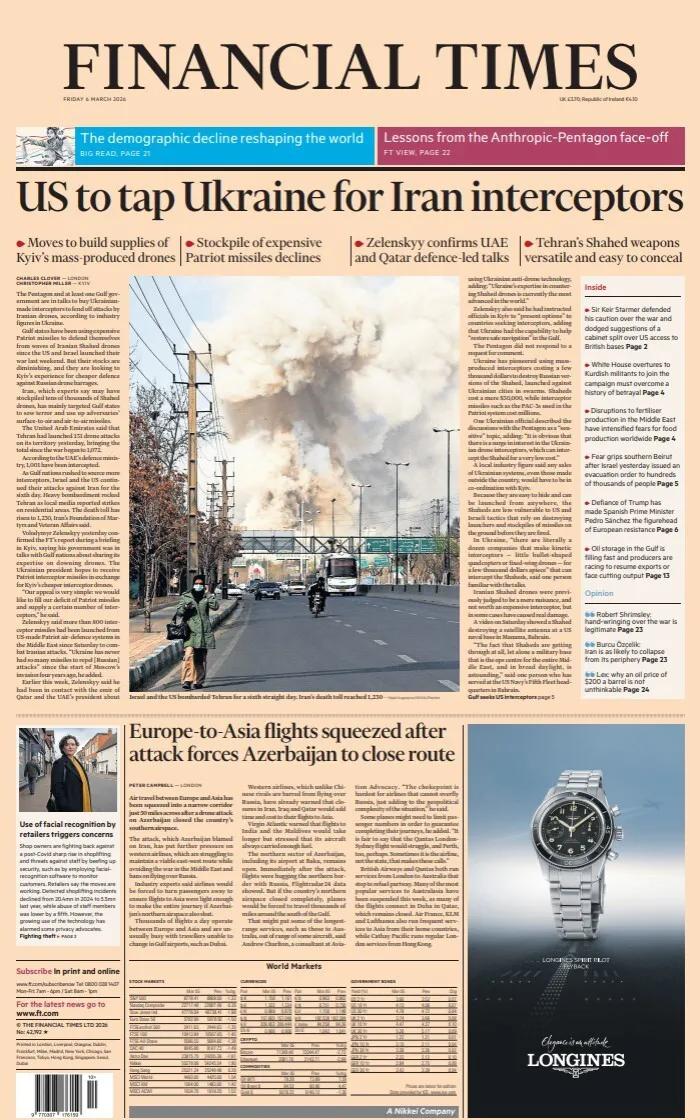 据《金融时报》报道，美国和至少一个海湾国家政府正在洽谈购买乌克兰制造的拦截器以对