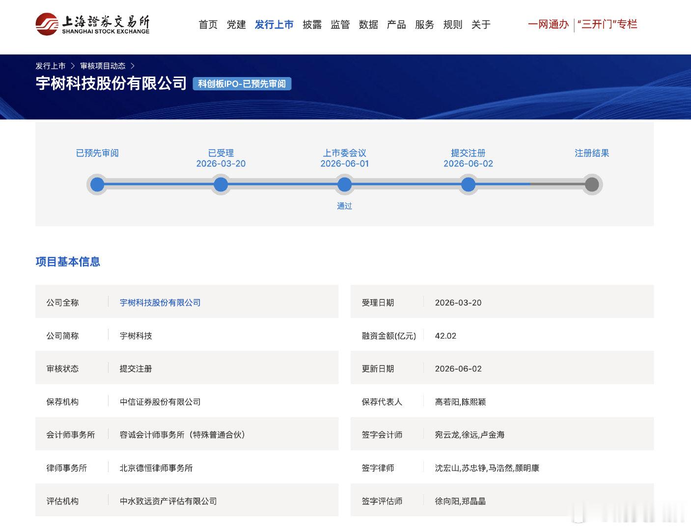 【宇树IPO审核状态变更】6月2日，上交所宇树科技股份有限公司IPO审核状态变更