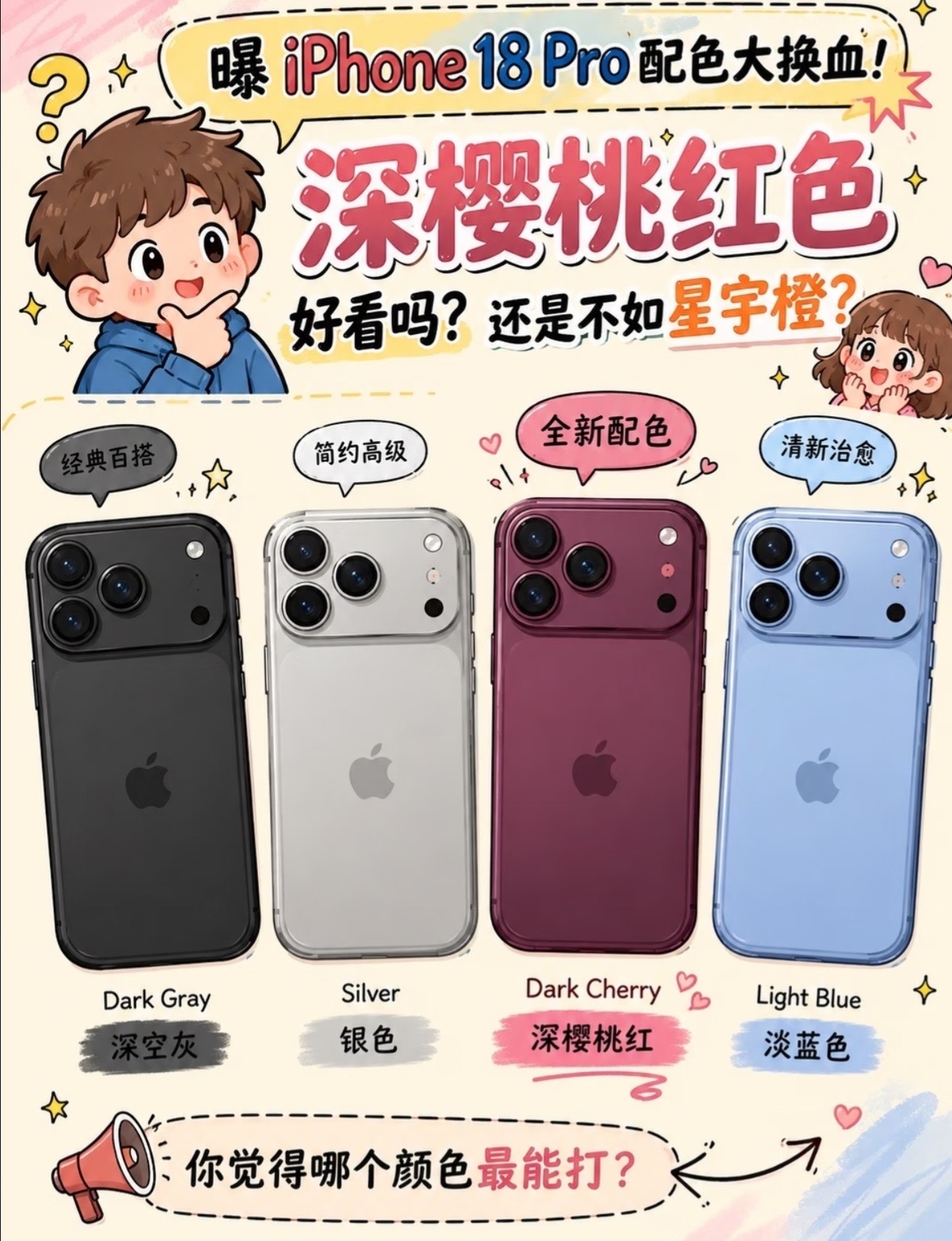 曝iPhone18Pro配色大换血史诗级换血！iPhone 18 Pro告别“爱