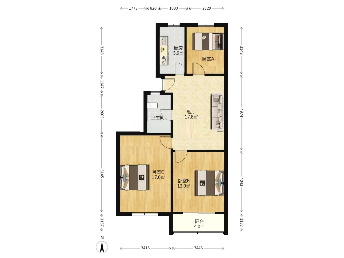 新上｜长宁江苏路板块，1T2，户型正气