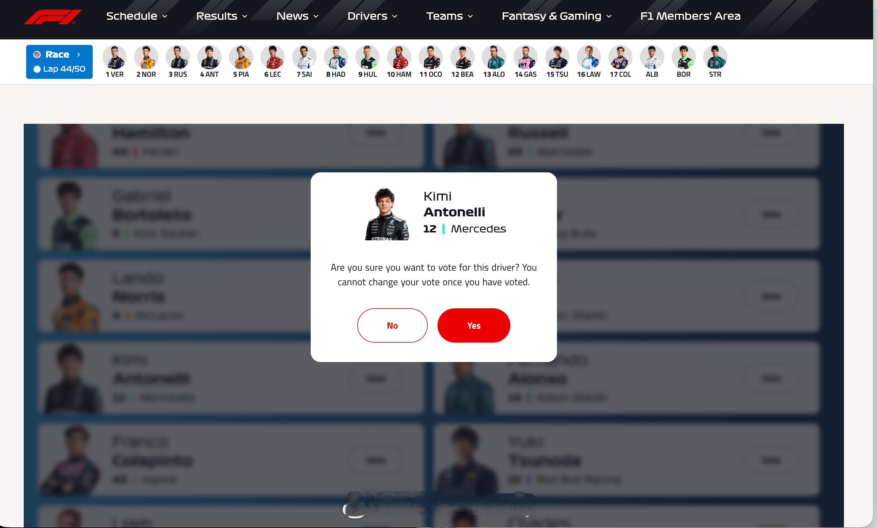我透给安东内利了小伙子别让我失望啊这一站如果能在这个位置完赛当然加上罚时肯定会掉