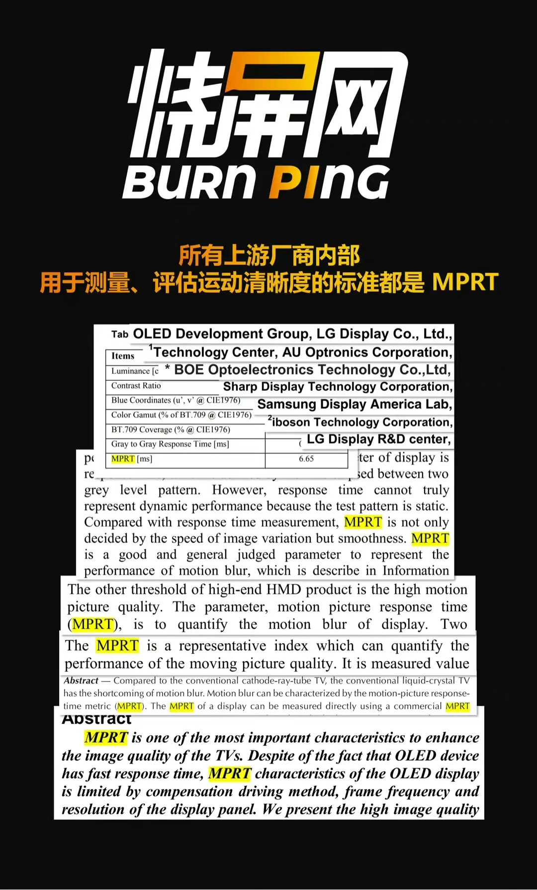 烧屏网全新基于视觉生理机制的CDSR2.5动态图像响应时间天梯图更新了！ CDS