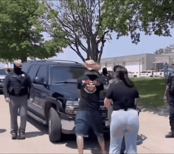 老外也许不知道什么叫螳臂挡车，所以他们的胆子才这么大，以肉体之躯，想阻止车辆停下