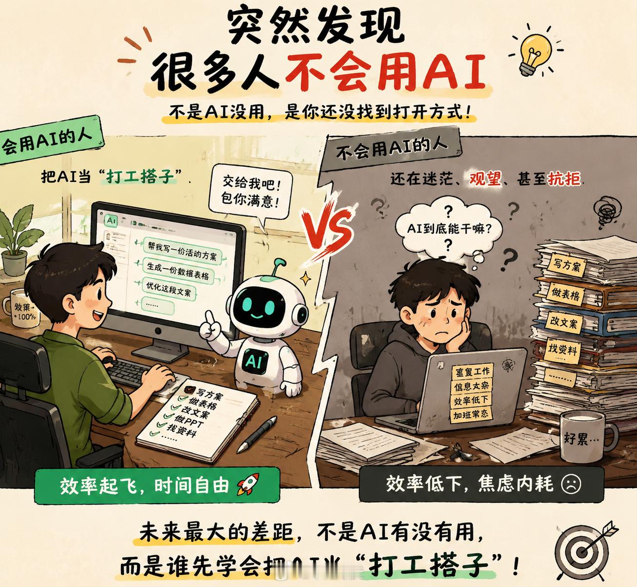 突然发现很多人不会用AI以前觉得AI离自己很远，后来发现不是AI没用，是很多人还