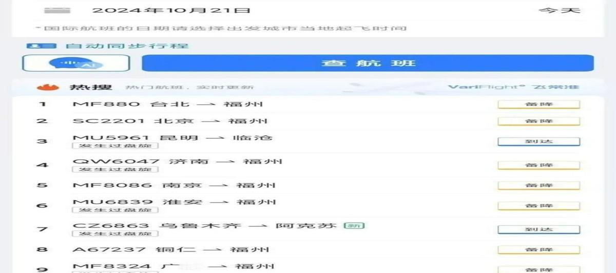 21日，福州机场上演“空中大拥堵”，多架航班被迫备降他处。原因竟是流量控制和临时