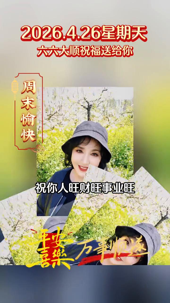 2026.4.26星期天，六六大顺祝福送给你。
今天是4月26日，六六大顺的祝福