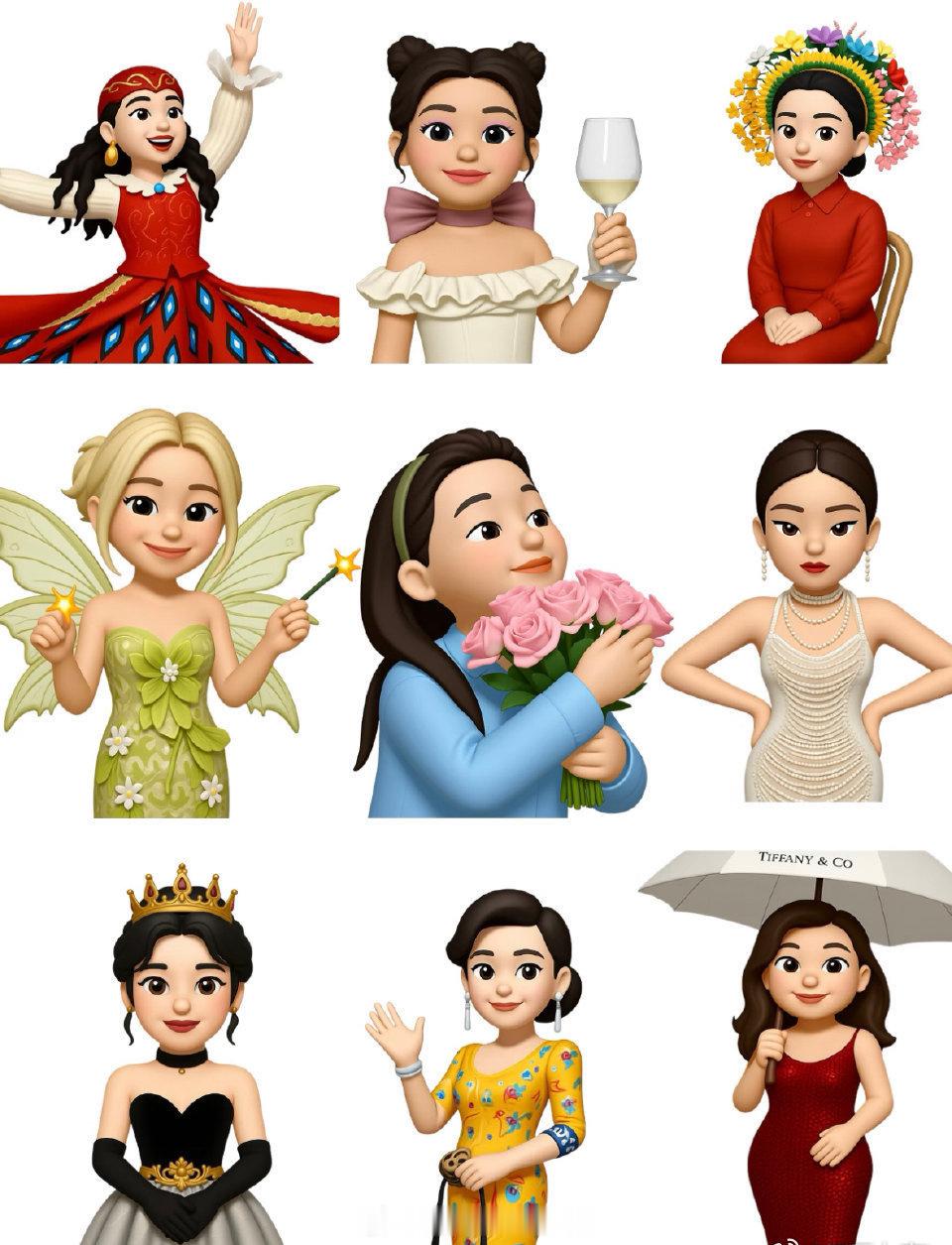 女明星出圈造型emoji解码，你认出了几个？[求关注]1️⃣迪丽热巴：红石榴2️