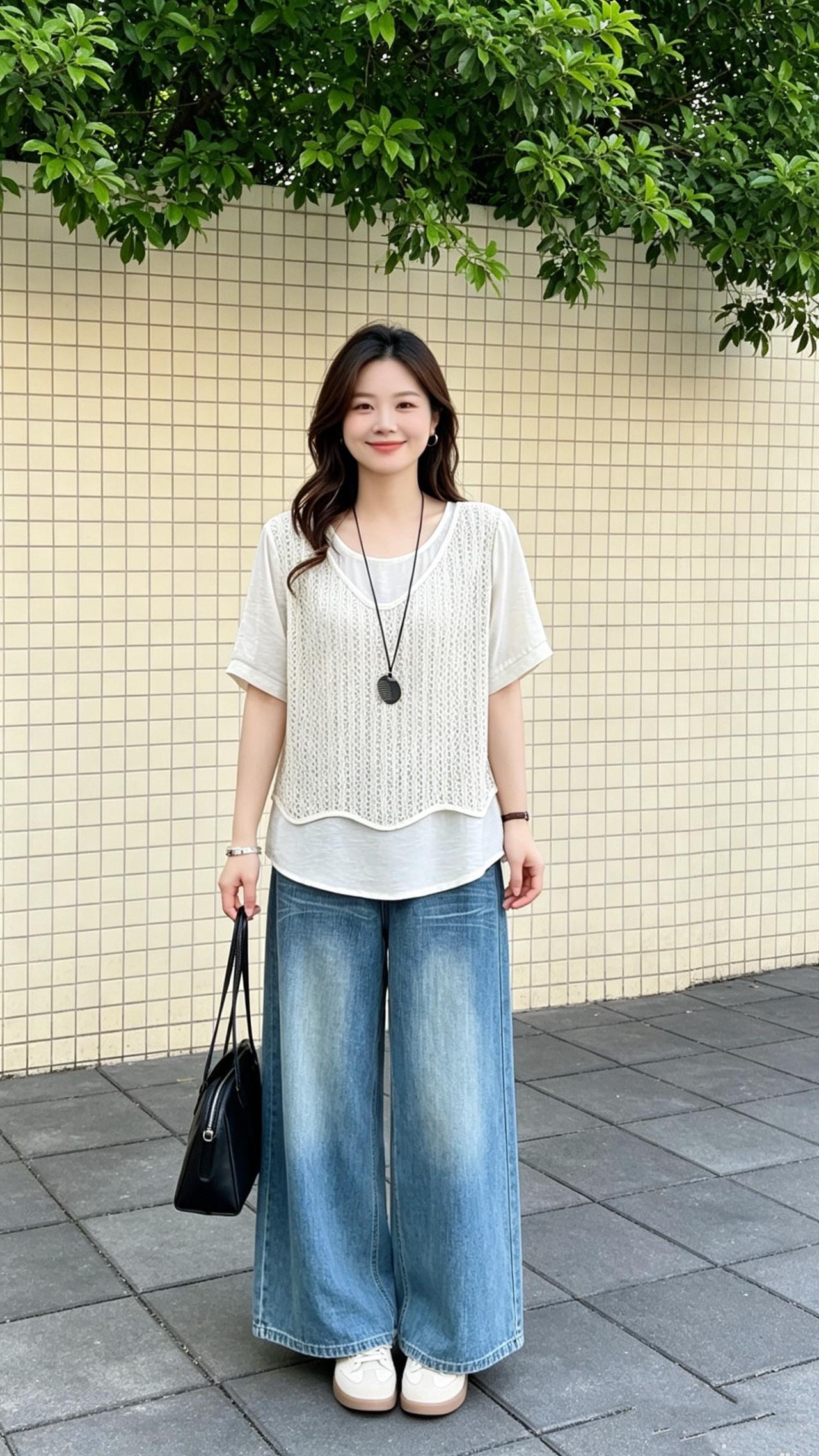 假两件拼接上衣 宽松版型 洋气减龄 谁穿谁好看
