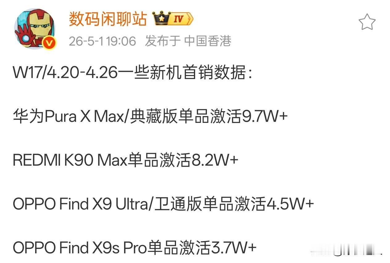 X Max激活近10W，比某些冠军激活量还多。

这可是起售价1W+起步的机子，