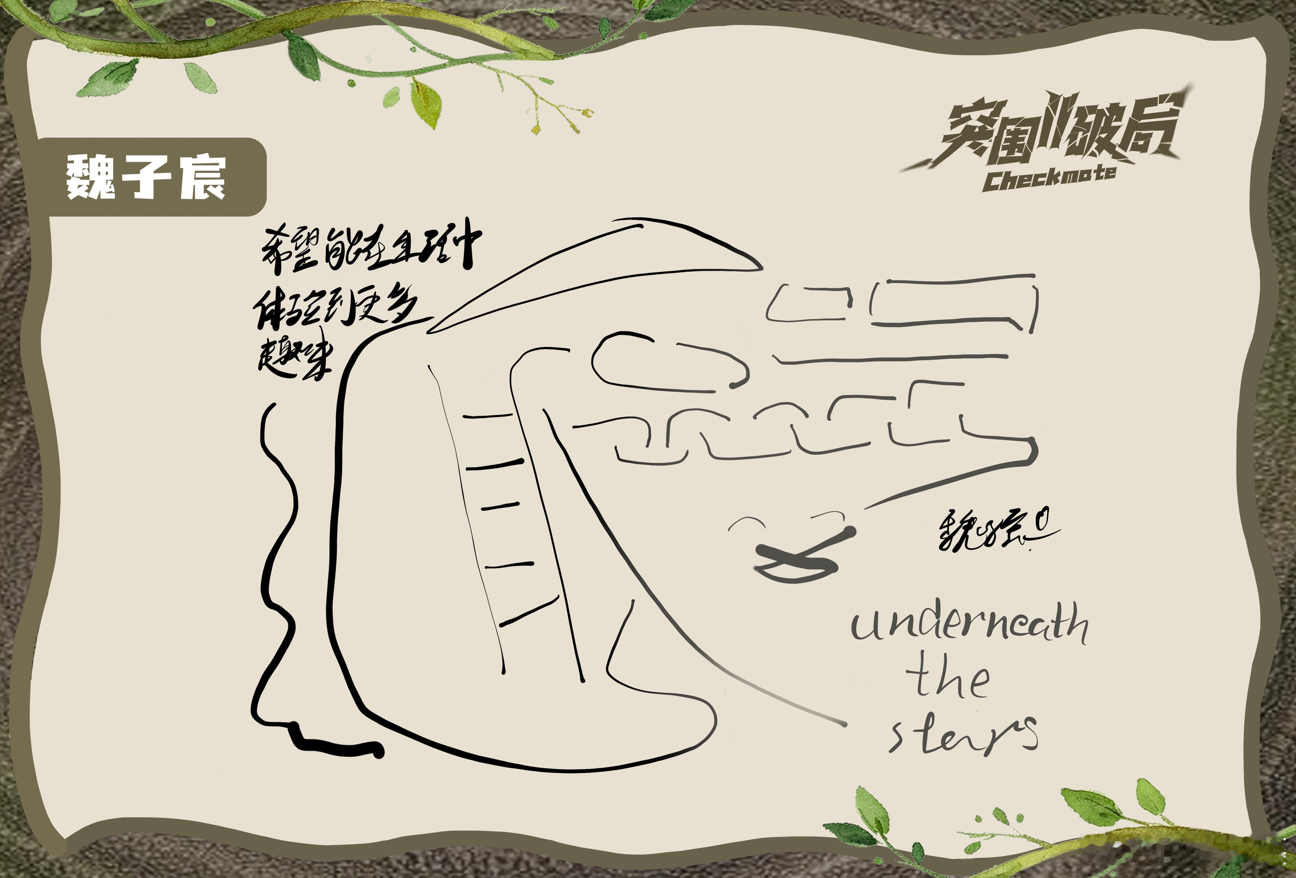 1. 左上角：姓名标注魏子宸2. 右上角：节目官方名称《突围Ⅱ破局》+英文Che