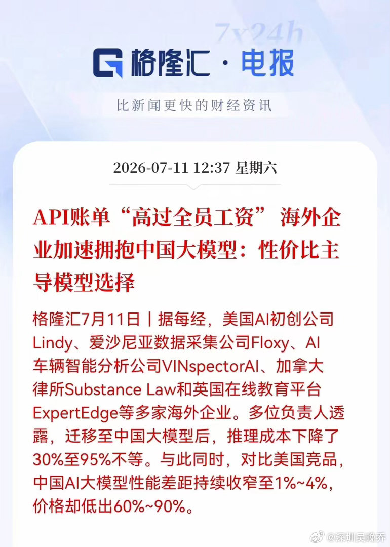 AI应用大模型超级大利好！多国企业迁移到国产大模型后，推理成本下降30%到95%