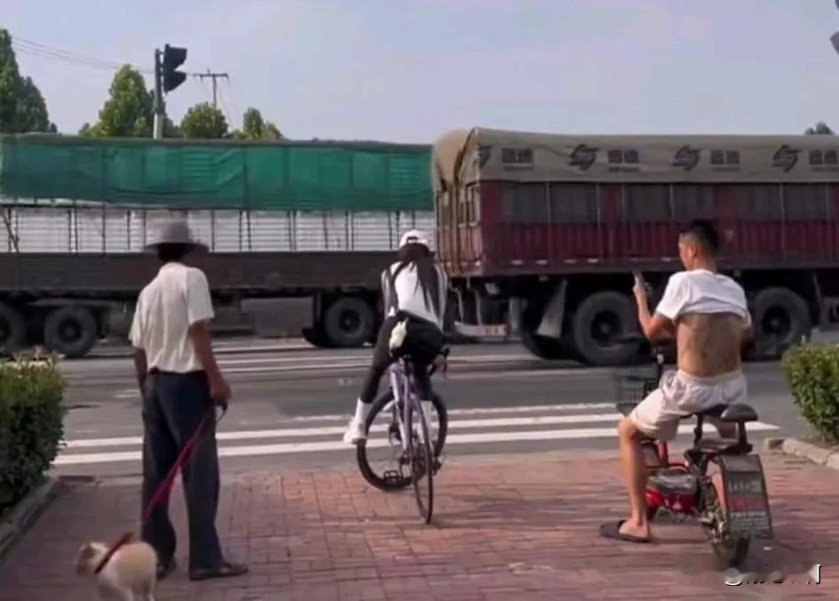 一个骑女子把大爷和小伙的魂勾走了，一个差点把小狗勒死，一个把拖鞋都丢了，有认识这