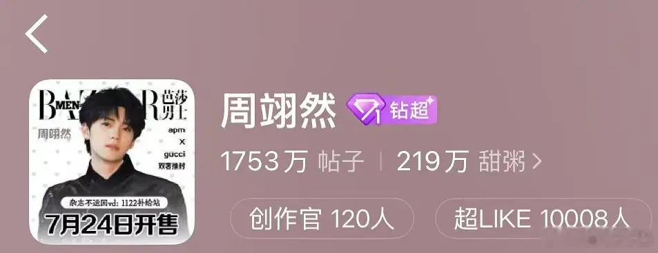 周翊然超话超like破万了