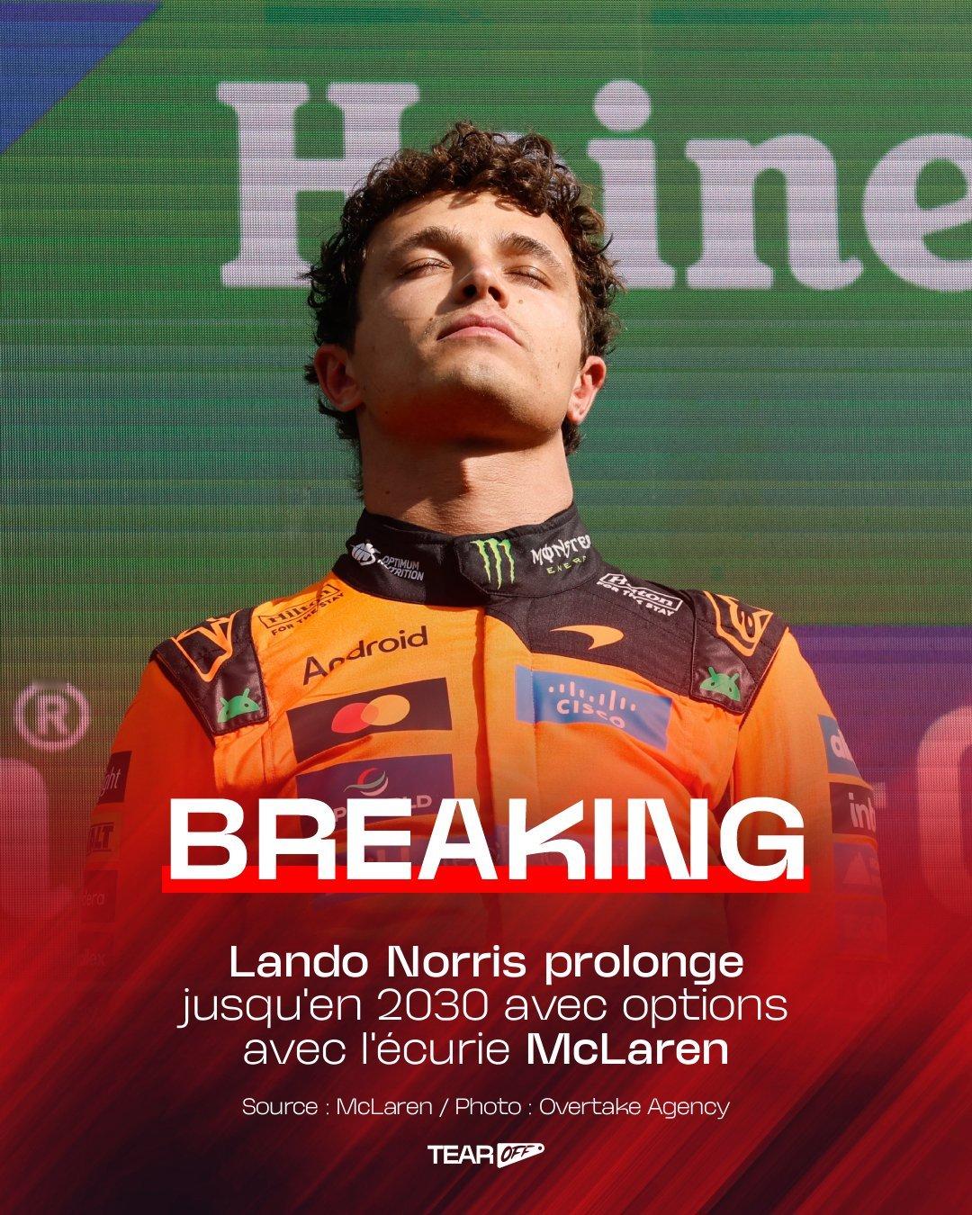 F1[超话]诺里斯续约 官宣：诺里斯与迈凯伦续约至2030年 ​​​