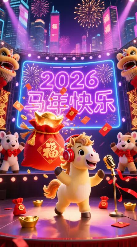 2026年马年春晚主题是“骐骥驰骋 势不可挡”，在科技和文化之间找到了新平衡。科