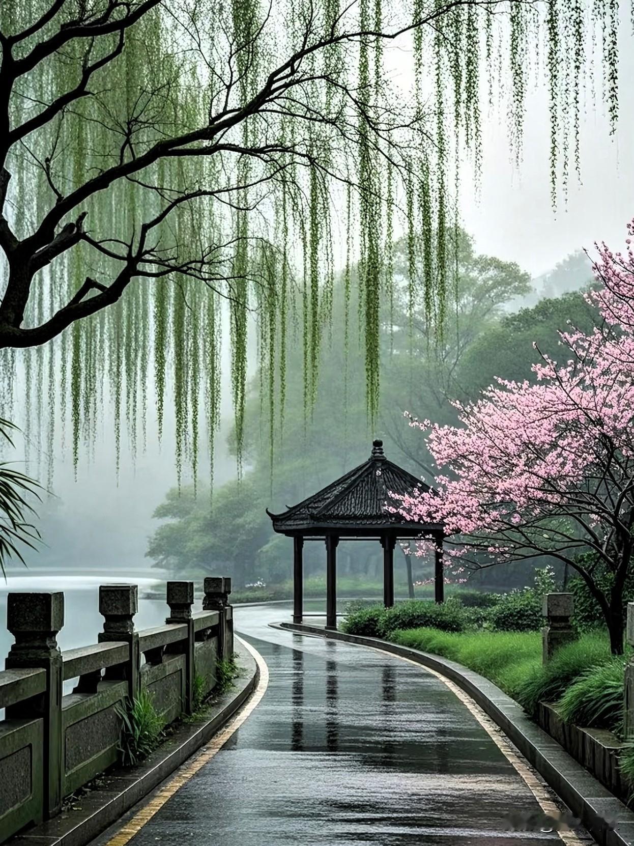 赏析：
这幅对联的下联“风卷残云万里纱”与上联“雨欺弱柳千行泪”相映成趣。上联描