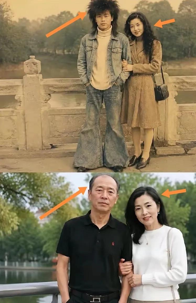 夫妻二人20年前后头发对比。