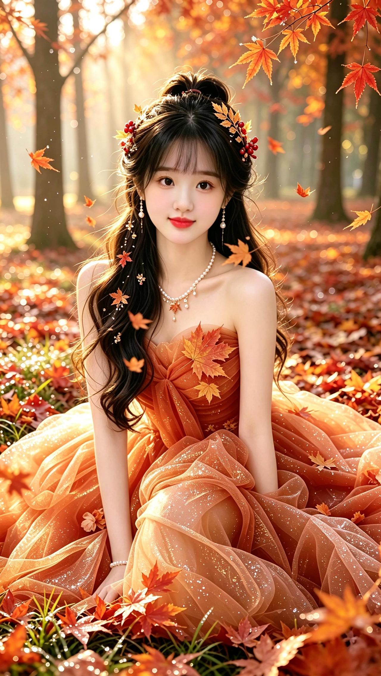秋日森系仙女写真 枫叶特效 枫叶特效拍同款 谁拍谁好看